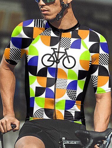  Herre Sykkeltrøyer Grafisk Morsom Kortermet Sykkel Jersey Topper med 3 baklommer Fjellsykling Veisykling Hurtigtørkende Refleksbånd Tilbake Lomme Fukttransport sport Rød Blå Rosenrød Klær