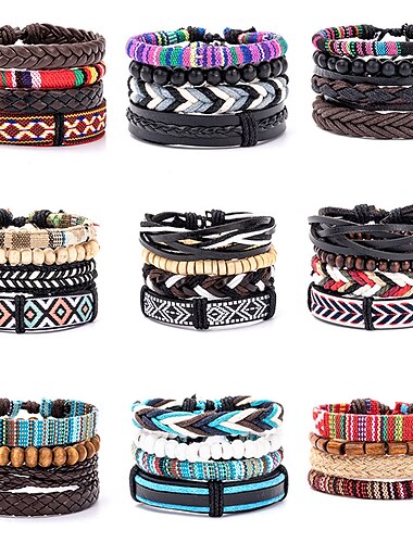  pulsera de estilo bohemio estilo étnico artesanías de cuentas coloridas artesanías de tejido de mujer