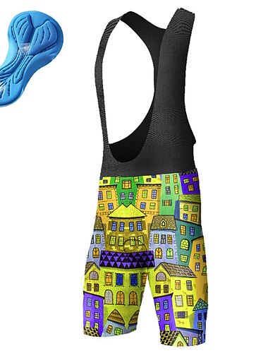  Herre Grafisk Bib Shorts Sykkel Bunner Fjellsykling Veisykling sport 3D Pute Sykling Hurtigtørkende Fukttransport Blå Oransje Spandex Klær Sykkelklær