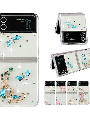  telefone Capinha Para Samsung Galaxy Z Flip 7 Z Virar 6 Z Flip 5 Z Flip 4 Z Flip 3 Case Completa Virar Bling Com Strass diamante de cristal PC