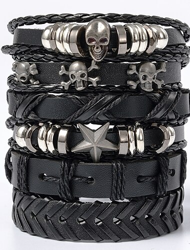  Beliebter Schmuck aus der Punk-Skelett-Serie, Lederarmband, handgefertigter Handschmuck für Halloween