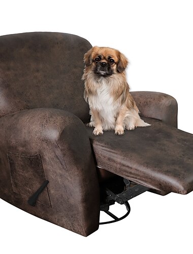  Funda elástica para sillón reclinable, funda para sillón reclinable de 1 plaza, funda para sofá con bolsillo lateral, protector de muebles antiarañazos para niños, mascotas, perros y gatos