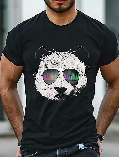  男性用 プラスサイズ ビッグトール Tシャツ クルーネック ブラック ホワイト ネイビーブルー 半袖 アウトドア お出かけ プリント グラフィック 衣類 コットン混 ストリートファッション スタイリッシュ カジュアル