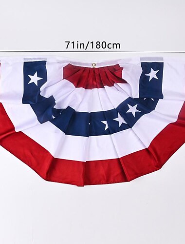  Patriotische gefaltete Fan-Flaggen der USA, Dekorationen zum 4. Juli für draußen, Wimpel-Flaggenbanner, gefaltete Fan-Flagge der USA, patriotische Wimpel für draußen, rot-weiß-blaue Wimpel-Dekorationen