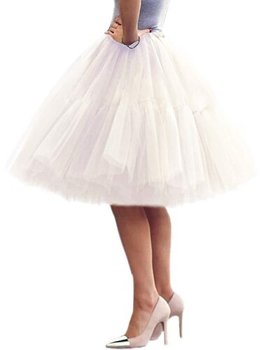  1950er Prinzessin Rockabilly Knielang Reifrock Krinoline Tutu Unterrock Damen Königstag Party-Abendmode Cocktailparty Abschlussball Erwachsene Rock