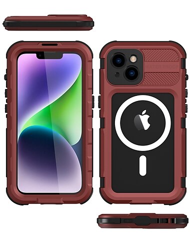  telefon Maska Pentru iPhone 16 iPhone 15 14 Pro Max Plus iPhone 13 Pro Max Heavy Duty Carcasă Impermeabilă Cu Magsafe Protectie pentru intreg corpul Acceptă încărcarea fără fir cu curea de mână Aliaj