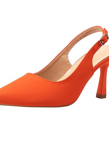  Dames Hoge hakken Pompen Roze Jurk schoenen Grote maten Dagelijks Werk Feest Effen Kleur Naaldhak Gepuntte Teen Elegant Modieus minimalisme Imitatieleer Gesp Roze Oranje