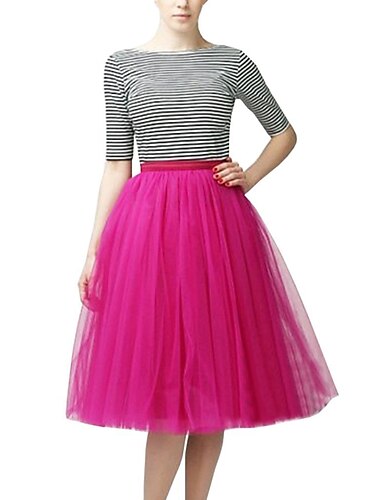  1950er Knielang Reifrock Krinoline Tutu Unterrock Prinzessin 23,6'' / 60 cm Damen Königstag Halloween Karneval Maskerade Hochzeit Abendgesellschaft Teegesellschaft Erwachsene Rock