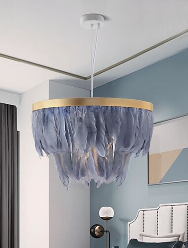  led hanglamp kroonluchter met witte struisvogelveer enkel licht metalen led hanglamp modern plafond hanglamp voor slaapkamer hotel eetkamer restaurant