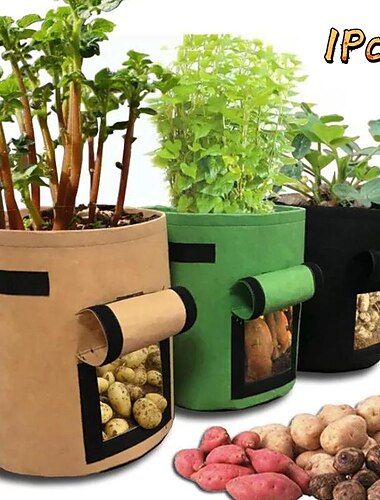  Bolsas para cultivo de plantas, maceta para patatas de jardín doméstico, bolsas para cultivo de verduras de invernadero, bolsa de herramientas para jardín vertical hidratante