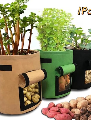  Bolsas para cultivo de plantas, maceta para patatas de jardín doméstico, bolsas para cultivo de verduras de invernadero, bolsa de herramientas para jardín vertical hidratante