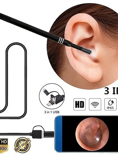  3 in 1 Endoscope Camera Otoscope Ear Cleaning Kit for Medical Toothpicks Earwax Removal Tool Ear Scope Ear Wax Removal Tool