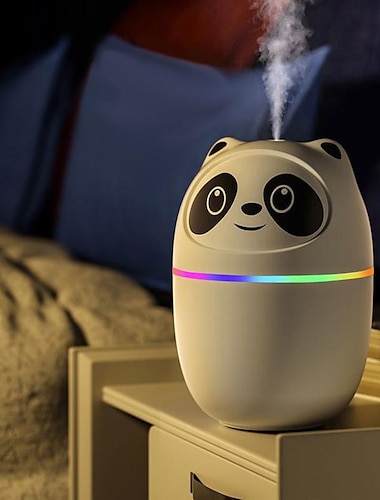  220ml usb panda mini luftfukter, 7 farger LED aromaterapi eterisk olje diffuser spray