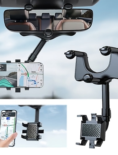  حامل هاتف مرآة قابل للدوران 360 درجة لنوع مشبك السيارة العالمي قابل للتعديل حامل هاتف قابل للدوران للسيارة متوافق مع جميع ملحقات الهاتف المحمول