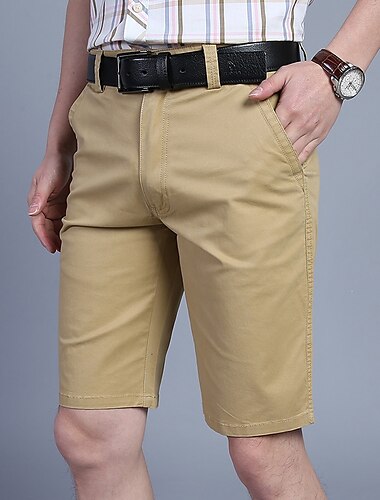  男性用 ショーツ チノパンツ バミューダショーツ ポケット 平織り 履き心地よい 高通気性 アウトドア 日常 お出かけ コットン混 ファッション ストリートファッション アーミーグリーン オレンジ