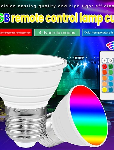  כוס אור led rgb שלט רחוק 16 צבעים נקודת קסם אור gu10 אור קישוט פנים e27 בר אווירת פסטיבל