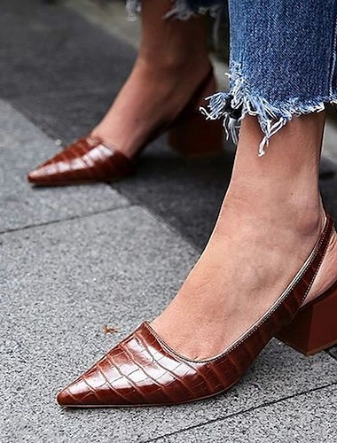  Pentru femei Tocuri Pantofi pumps Sandale Cadouri de Valentin Blocați sandale pentru toc Mărime Plus Size Petrecere Muncă Zilnic Șarpe Toc Îndesat Vârf ascuțit Elegant minimalism Imitație Piele PU