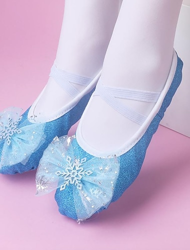  Jente Ballettsko Ytelse Trening Krystall Sandaler Moderne Flate Flat hæl Rund Tå Elastisk bånd Barne Rosa Blå