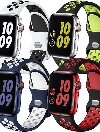  4 balení Sportovní značka Kompatibilní s Řemínek k hodinkám Apple Watch 38 mm 40 mm 41 mm 42 mm 44 mm 45 mm 49 mm Voděodolné Nastavitelný Měkký silikon Náhradní pásek na hodinky pro iwatch Series