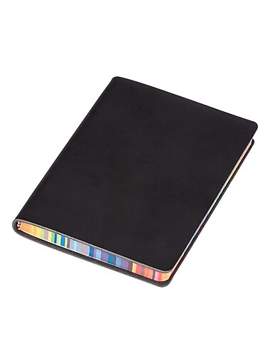  1 Stück Notizbuch mit weichem Ledereinband und Regenbogenrand und 100 Blatt, Geschenk zum Schulanfang