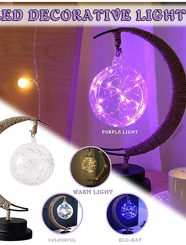  מנורת ירח מכושפת LED מנורת ירח לילדים אור לילה גלקסיה מנורת ירח תלויה מנורת ירח קסם ירח לילה זיכרון מתנה לקישוט הבית (מנורת ירח)
