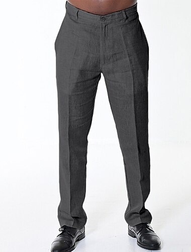  Herren Anzughosen Leinenhose Hose Hosen Sommerhosen Strandhose Glatt Komfort Atmungsaktiv Outdoor Täglich Strassenmode Stilvoll Brautkleider schlicht Schwarz Weiß Unelastisch