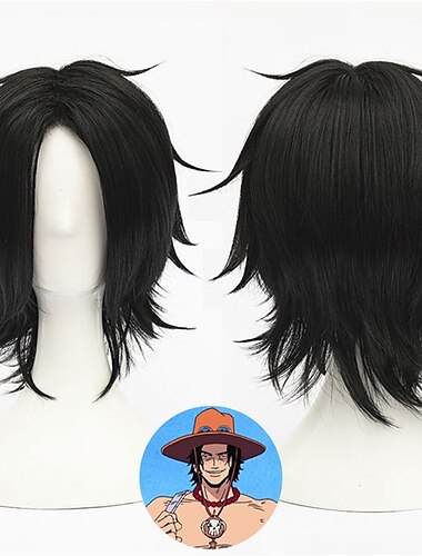  One Piece Portgas D. Ace schwarze Cosplay-Perücke Halloween-Perücken