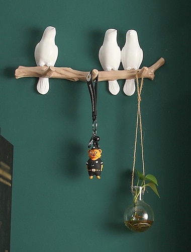  Gancho de pájaro de resina de estilo nórdico, colgador de llaves de pared para porche, decoración de ropa, gancho para decoración de pared del hogar, 1 ud.