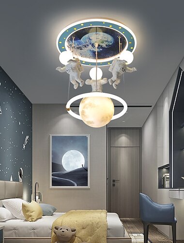 子供部屋用の調光可能なLEDシーリングランプ、創造的なシンプルさ、雲、飛行機のライト、寝室の漫画の天井照明器具、リモコン付き