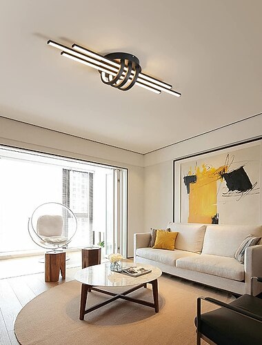  apparecchio di illuminazione a soffitto a led lampadario a led lineare geometrico industriale adatto per sala da pranzo soggiorno e cucina con telecomando oscuramento continuo nero bianco 110-240v
