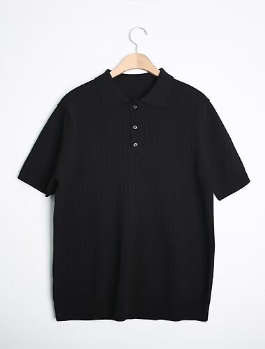  Herren Hemd Poloshirt Outdoor Geschäft Polo-Kragen Klassisch Kurzarm Strassenmode Stilvoll Glatt Moderner Stil Sommer Slim Fit Dunkelgrün Mattschwarz Braun Hemd