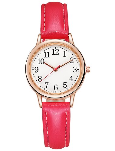  Japan-Uhrwerk Damen-Quarzuhr, leicht ablesbare arabische Ziffern, einfaches Zifferblatt, PU-Lederarmband, Layes-Uhr