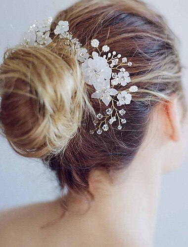  クリスタル 花嫁 ウェディング ヘアコーム シルバー ラインストーン ブライダル ヘアクリップ キラキラ ヘアピース ジェム ヘアアクセサリー 女性と女の子用 (シルバー)