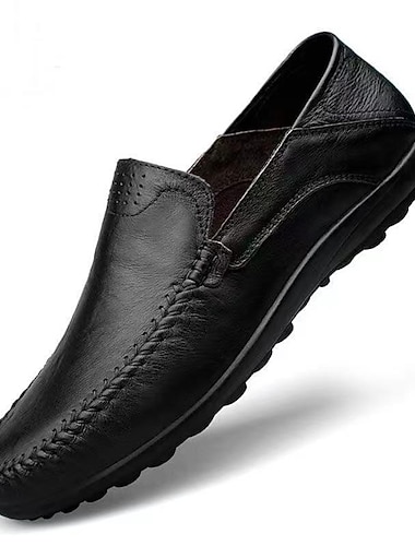 Homme Mocassins et Slip On Mocassins Chaussures de confort Décontractées Extérieur du quotidien Faux Cuir Respirable Mocassins Noir Marron Printemps