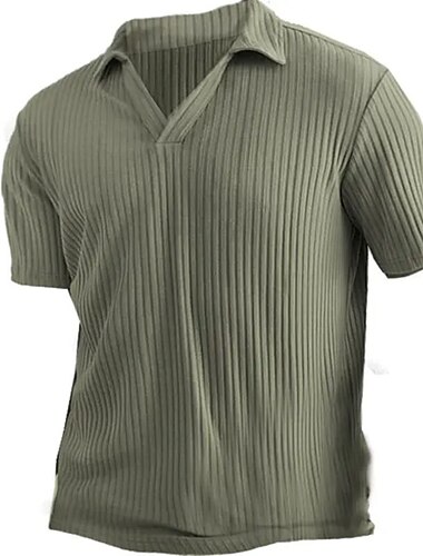  בגדי ריקוד גברים פּוֹלוֹ חולצת גולף בָּחוּץ קזו'אל דש צווארון V שרוול קצר חזית V צבע אחיד אחיד בסיסי קיץ אביב ירוק פּוֹלוֹ