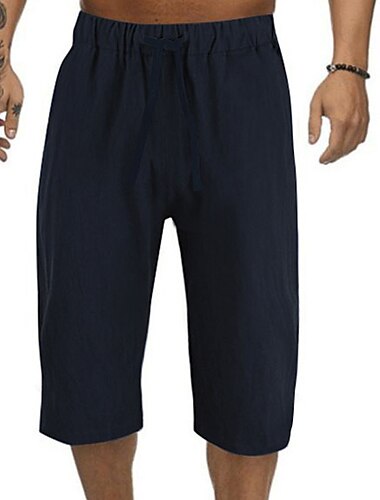  Herren Shorts Kurze Hosen Sommer-Shorts Caprihose Kordelzug Elastische Taille Glatt Komfort Outdoor Täglich Ausgehen Stilvoll Brautkleider schlicht Schwarz Weiß