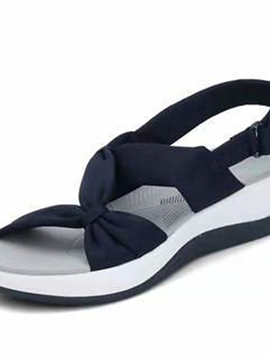  Grijze geknoopte slingback sandalen voor dames – lichtgewicht, gevoerde platform wandelsandalen met verstelbare band en boogondersteuning