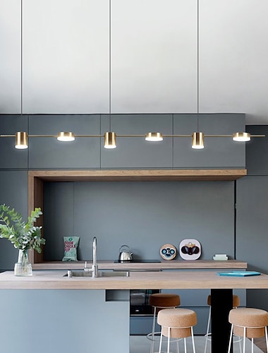  led hanglamp 150 cm liner design dimbaar 3/5/6 lampen koper aluminium acryl noordse stijl deaign eetkamer keukenlampen 110-240v goud
