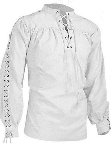  válečník plus size punk a gotika středověká renesance 17. století tričko pánský kostým vintage cosplay party košile s dlouhým rukávem