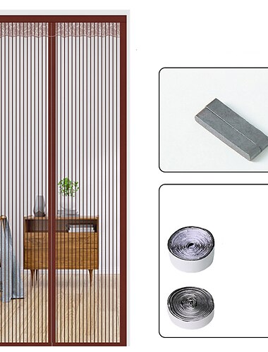  Magnetische Fliegengittertür Mückennetz Fliegen-Insekten-Tür Fliegengitter magnetischer Verschluss magnetisches Fliegengitter-Mesh-Mücken-Schutz für bequemen Eintritt hält Insekten draußen schwarz