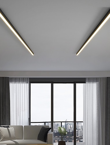  led taklampe dimbar 60cm 80cm linjedesign akryl metall taklamper for stue kontor 110-240v