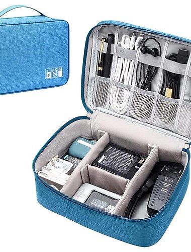  organisateur électronique, sac organisateur de câble universel de voyage, étuis de rangement étanches pour accessoires électroniques, chargeur, téléphone, USB, carte SD, disques durs, banque d'alimentation, cordons 9,45 * 7,09 * 3,94 pouces