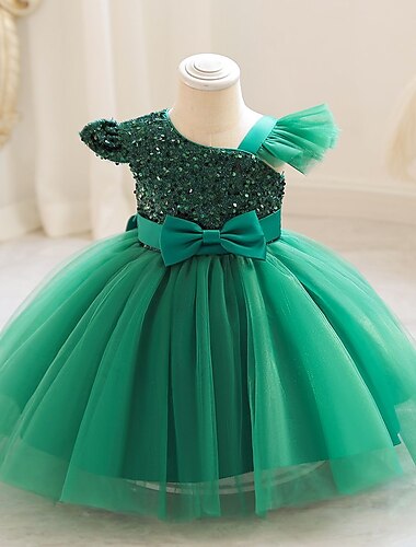  Kleinkind Mädchen Partykleid Einfarbig Ärmellos Leistung Hochzeit Pailletten Niedlich Prinzessin Polyester Knielang Skaterkleid Sommer Frühling 3-7 Jahre Wein Purpur Grün