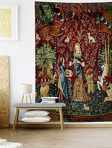  Mittelalterlicher Wandteppich Mittelalter Wandteppich Wandkunst großer Wandteppich Wanddekoration Fotohintergrund Decke Vorhang Wohn- und Schlafzimmerdekoration
