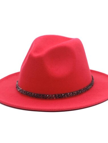  Hüte Wolle / Acryl Fedora-Hut Formal Hochzeit Cocktail Royal Astcot Einfach Klassisch Mit Kette Pure Farbe Kopfschmuck Kopfbedeckung