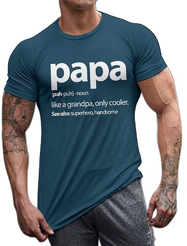  Herren Buchstabe Grafikdrucke Vati T Shirt Grafischen T-Shirt Baumwolle Kurze Ärmel Grafik Hemd Wein Schwarz Weiß Bequemes T-Shirt Urlaub Straße Modedesigner-Kleidung