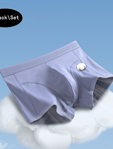  Bărbați 3 Piese Boxeri Bumbac organic Respirabil Lavabil Comfortabil Simplu Talie Joasă Gri deschis+Verde salvie+Albastru ceață Drak Grey+Sage Green+Haze Blue