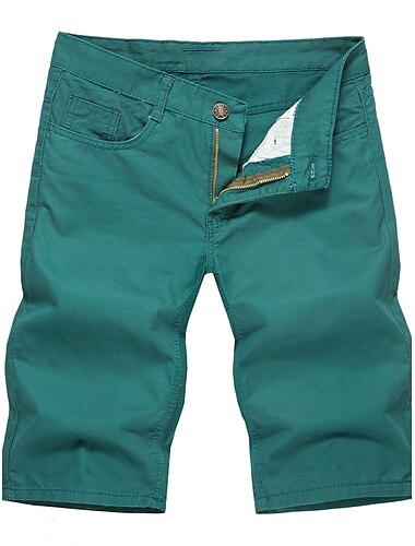  Herren Shorts Kurze Hosen Chino Bermuda Shorts Bermudas Tasche Glatt Komfort Atmungsaktiv Outdoor Täglich Ausgehen 100% Baumwolle Modisch Strassenmode Blau Khaki