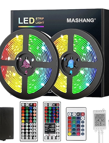  led strip lights rgb 5m 10m 15m 20m led lampor flexibel färgbyte smd med ir fjärrkontroll och 100-240v adapter för hem sovrum kök tv bakljus diy decor dc12v