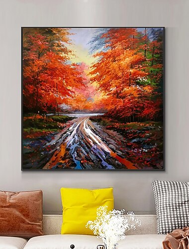  Pittura A Olio Fatta A Mano Su Tela Decorazione Della Parete Di Arte Europea Paesaggio Pastorale Paesaggio Foresta D'acero Per La Decorazione Domestica Arrotolata Senza Cornice Dipinto Non Stirato